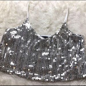 Forever 21 silver sequin top size small